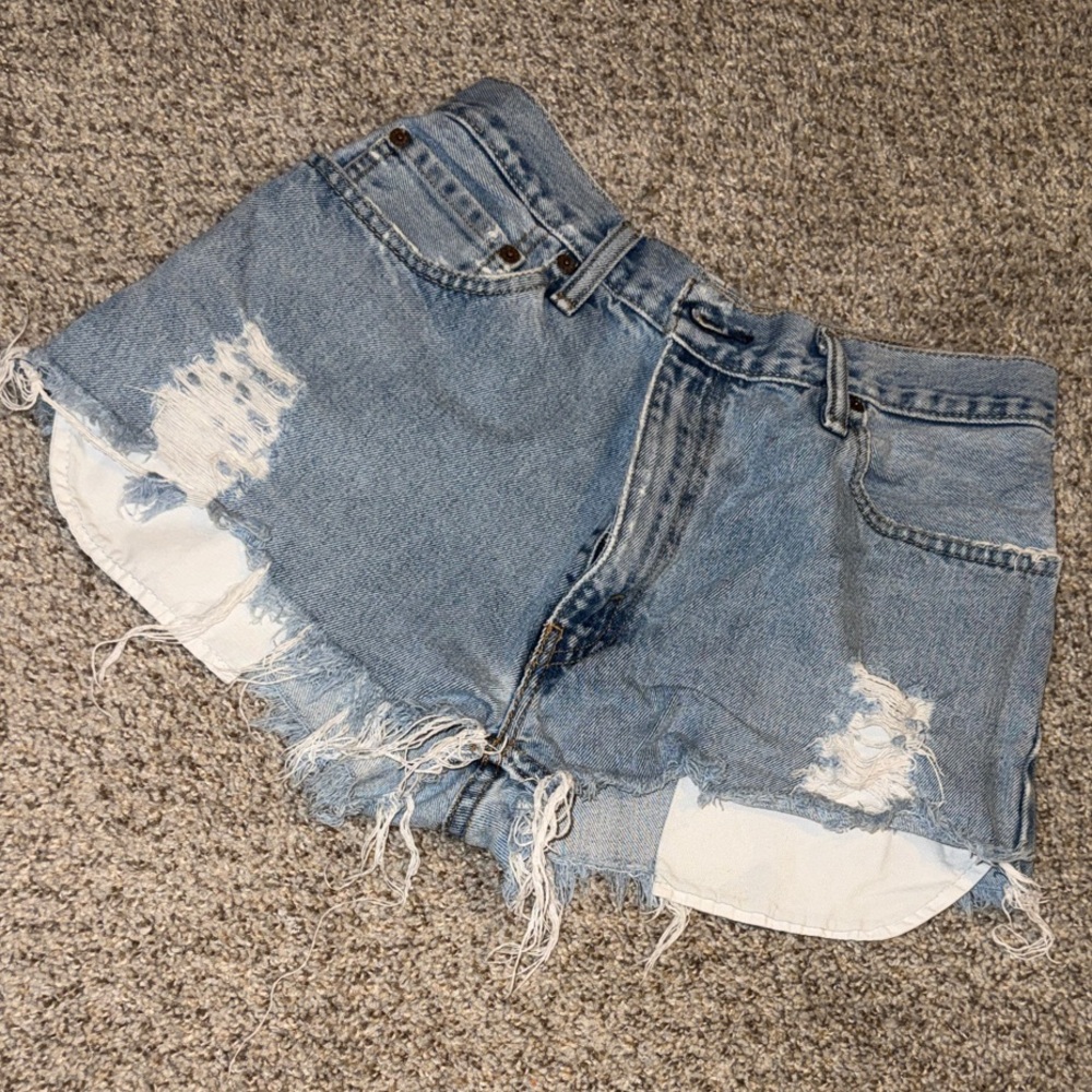 Distressed Light Blue Denim Women's Shorts